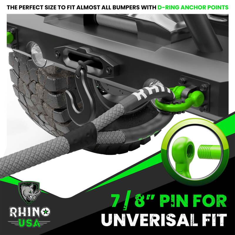 Rhino USA 3/4In D-Ring Shackle Set, Pack Of 2 (Black)