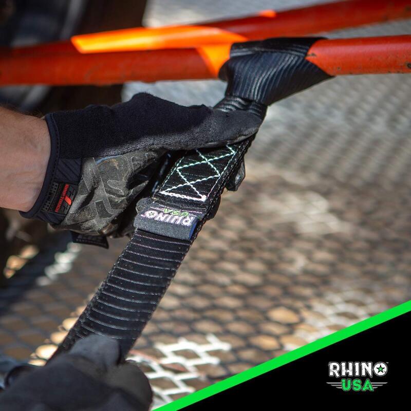 Rhino USA Heavy Duty Ratchet Tie-Down 4-Pack (Black) 1.6In X 8Ft