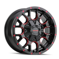 Mayhem 8015 Warrior 17x9 / 5x127 BP / 18mm Offset / 87mm Hub Black w/ Prism Red Wheel