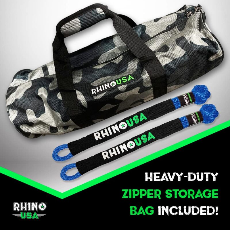 Rhino USA 7/8In X 30Ft Kinetic Rope Recovery Kit W/Soft Shackles (Blue)