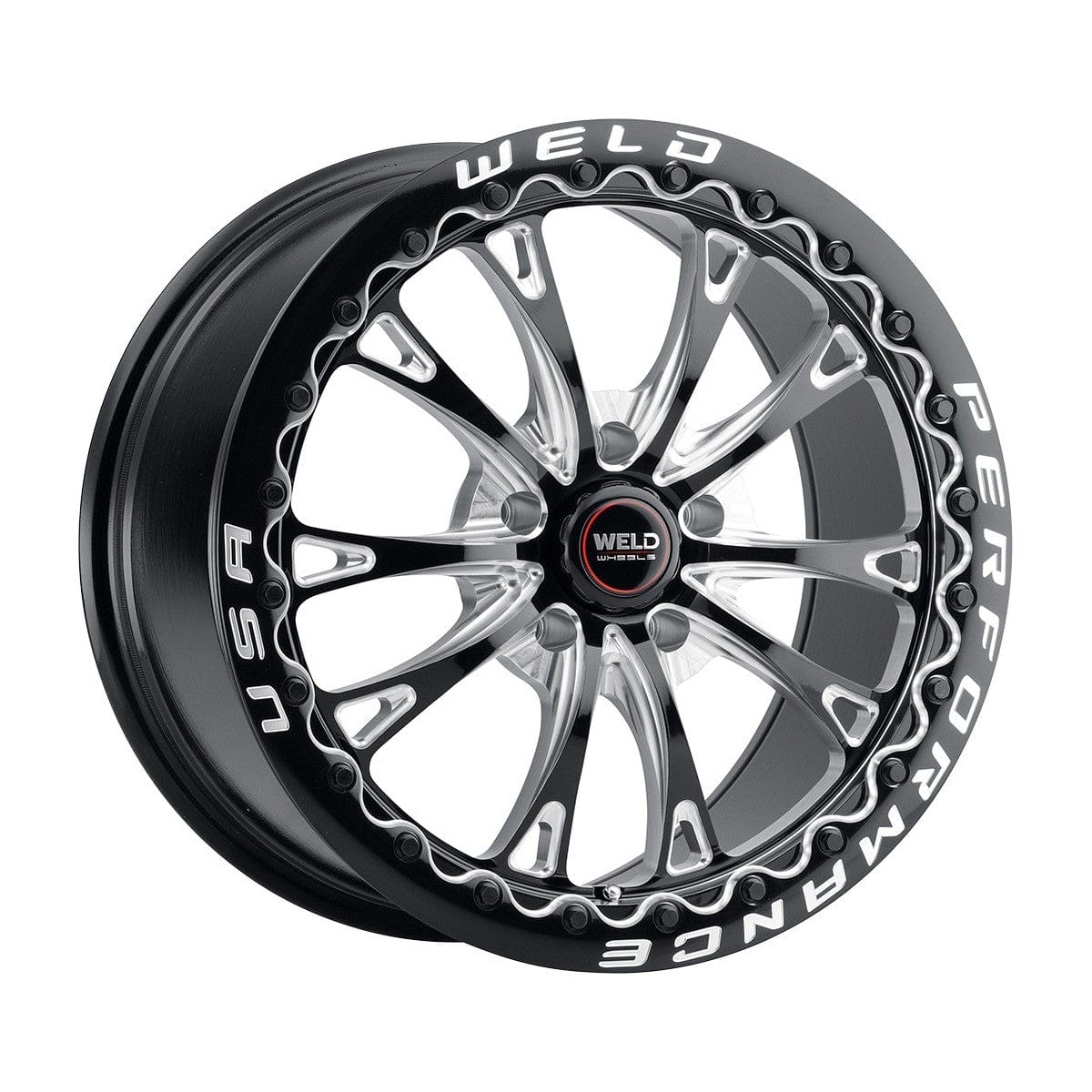 Weld Belmont Beadlock 17x10 / 5x114.3 BP / ET49 BS7.42 Gloss Black MIL DIA 78.1